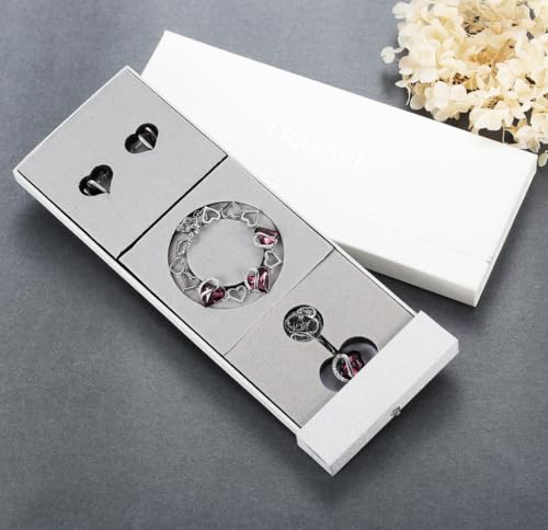 Leafael Necklace Gift Set for Women, Infinity Love Birthstone Heart Pendant with Matching Earrings and Bracelet, for Mom and Wife, Silver Plated - color: 02a-Set-February-Amethyst Pink