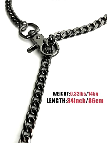 paloli Women's Slip Chain Rainbow Heart O-Ring Chunky Chain Necklace, Rays Cuban Long Layered Jewelry, Adjustable Lariat Y-Necklace Heart Loop Choker - color: C-Heart-Black-Red