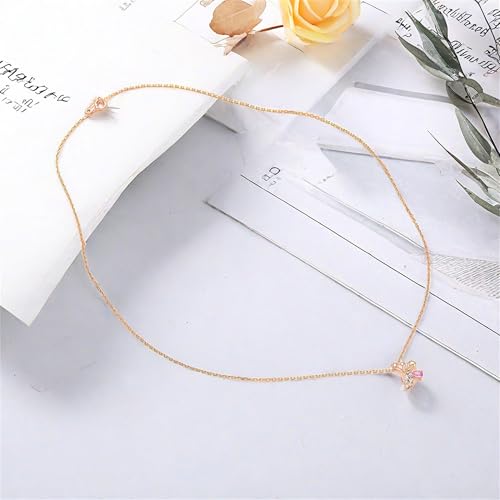 925 Sterling Silver Necklace for Women Trendy, Charming Layered Necklace with Cubic Zirconia Pendant for Her Womens Dainty Diamond Choker Necklaces Holiday Jewelry Gifts for Mom Wife Daughter Lover - color: Butterfly-Rosegold02