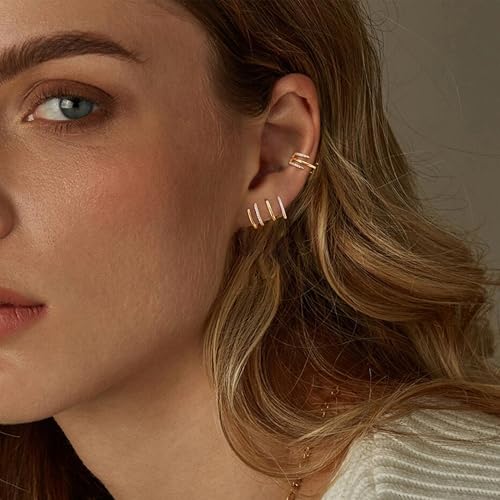 Ear Cuffs Non Piercing Ear Cuff Earrings for Women Gifts Trendy Stuff Clip on Cartilage Earrings Stacks Fake Earrings Jewelry Gifts - color: E:3pcs Heart gold cuff earrings