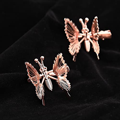 DEEKA 12 PCS Moving Butterfly Clips 3D Metal Gold Moving Wings Butterfly Hair Accessories 90s Hair Clips Barrette for Women and Girls -Rose Gold - color: Rose Gold