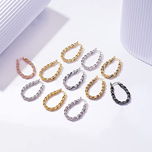 14K Gold Plated Hoop Earrings 925 Sterling Silver Post Earring for Women - color: White-White CZ