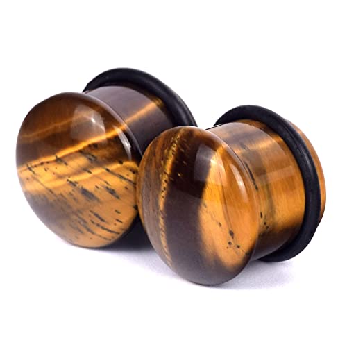 Oyaface 8 PCS Natural Stone Ear Plugs Set Piercing Gauges Black Pink Blue White - color: 0G (8mm), 8 PCS with O-Ring