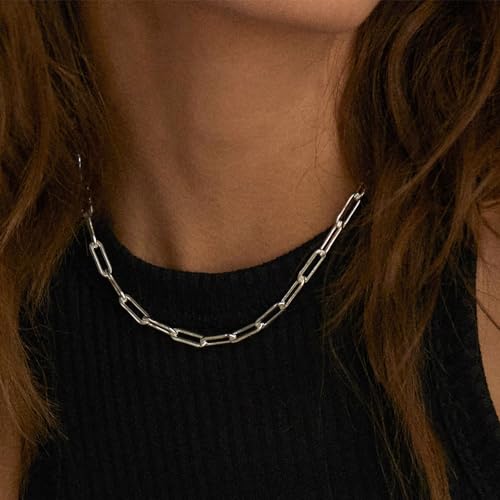 Kyutong 16.4 Feet Stainless Steel Paperclip Chain Links for Jewelry Making | 3MM Paper clip Necklace Chains Bulk for DIY Craft Bracelet Ankle Finding Jewelry Supplies - color: 3mm Paperclip Silver