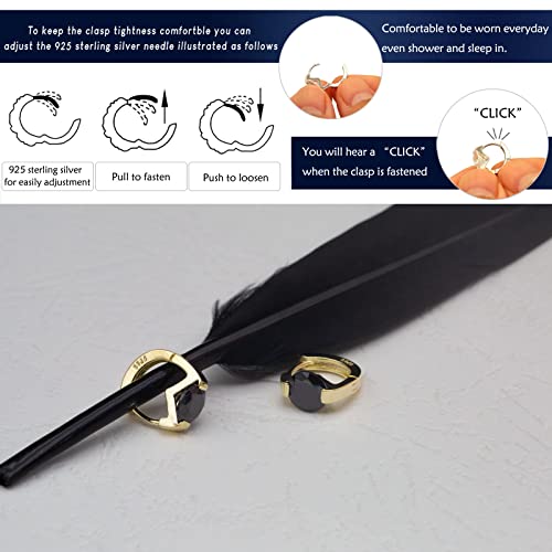 Tiny Huggie hoop Earrings for Women | 14k Gold Plated, Mini Round Cubic Zirconia, Small Simulated Diamond Huggies, Hypoallergenic Jewelry Gifts - color: Black