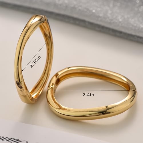 Gold Bangle Bracelets for Women Cuff Stackable Waterproof Non Tarnish Bracelet Stack Silver Plated 14k Chunky Bangles Jewelry Set for Woman - style: Style 14