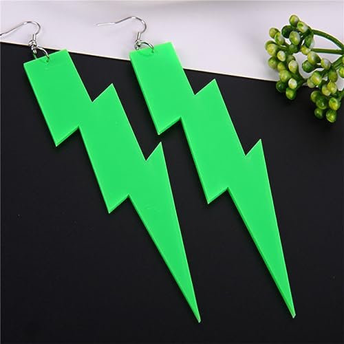 ONLYJUMP Acrylic Exaggerated Lightning Earrings Statement Punk Retro Geometric Delicate Neon Personalized Earrings Accessory Jewelry for Women - color: Exaggerated Green