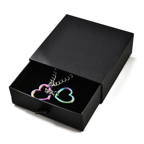 Qitian Stainless Steel Adjustable Lariat Y-Necklace for Men,Punk Gothic Cuban Necklace Jewelry,Heart O-ring Slip Chain Necklace for Women - color: Multi