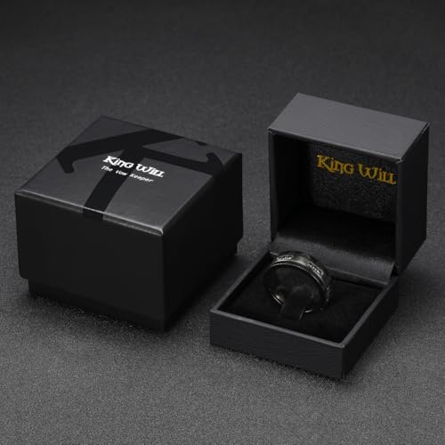 King Will Mens Tungsten Wedding Band with Cubic Zircon Inlay 7mm/8mm Flat Cut Comfort Fit Engagement Rings - color: B-Black&Black-8mm