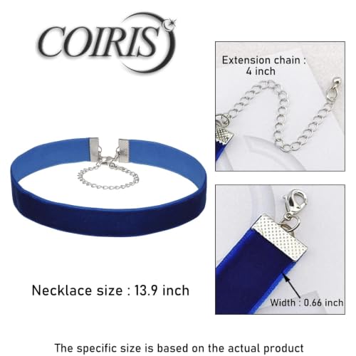 Velvet Choker Necklace for Women Goth Halloween Y2K Ribbon Collar Set - color: Royal Blue-0.6''-20pcs
