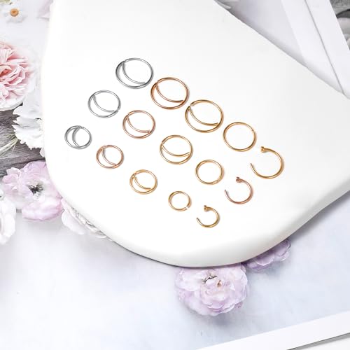20G Double Nose Ring Hoop for Single Piercing - 2-36 Pcs Jewelry for Women - color: Colorful-36PCS