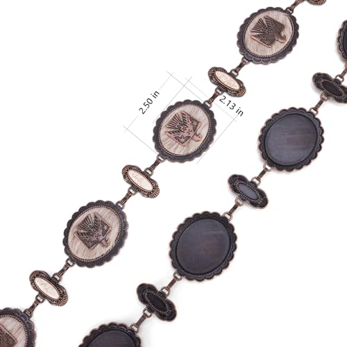 Montana West Rustic Couture's Turquoise Western Concho Chain Belt for Women | Large Western Cowgirl Metal Adjustable Boho Body Chain Belt for Dresses Jeans Country Concert - color: Brilliant White