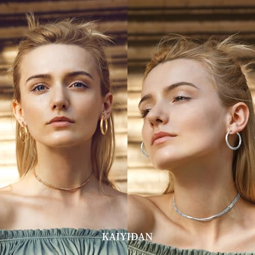 2 Pairs Gold/Silver Hoop Earrings For Women Set Trendy,14K Plated Gold Chunky Huggie Hoop Earings Pack,Oval Twisted Statement Silver Hoops,Fashion Jewelry Gift - color: 2) twist hoop