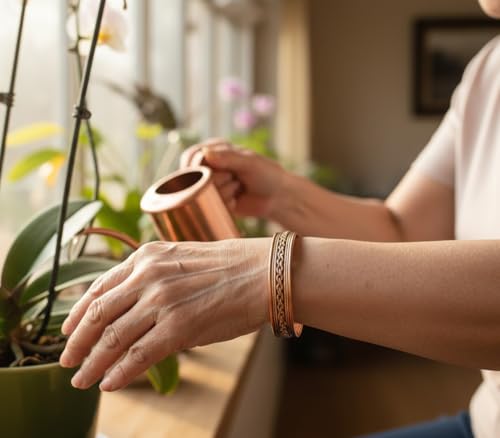 Touchstone Copper Magnetic Hand Forged With Solid And High Gauge Tibetan Style Chains Pattern Minimalistic Elegance Pure Copper Bracelet In Two Tones. - style: Braided Two tone 8