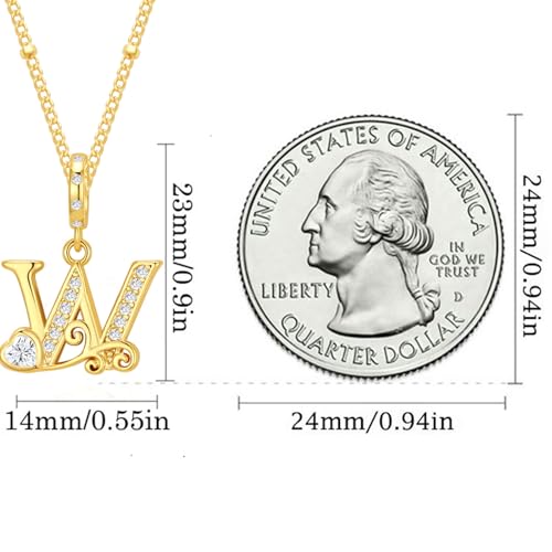 TIZU Initial Necklaces for Women - Dainty 14K Gold Plated Letter Pendant Trendy Personalized Initial A-Z Necklaces Jewelry Gift - color: Gold-W