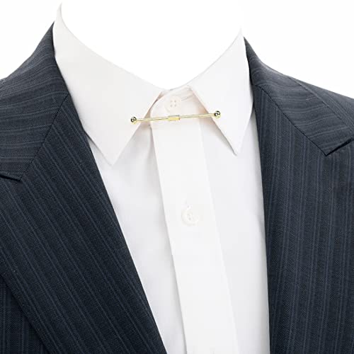 3PCS Men's Classic Tie Clips - Shirt Collar Clip Bar for Necktie - Gold, Silver, Black Tone - Tie Pins, Collar Holder - style: 75mm Length