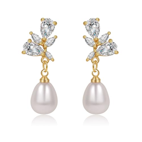 Pearl Earrings for Women Gold Pearl Drop Dangle Earrings Wedding Bridal Bridesmaid Jewelry Gifts for Women - color: Drop pearl-4