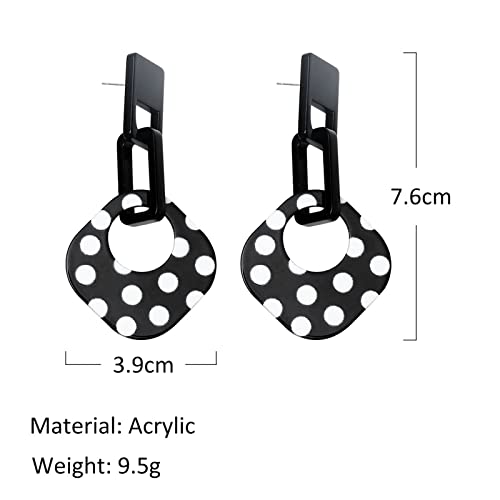 ONLYJUMP Exaggerated Geometry Earrings Acrylic Round Square Triangle Heart Dangle Earrings for Women Multilayer Bohemia Earrings Classic Retro Minimalist Earrings Statement Jewelry - color: Black A