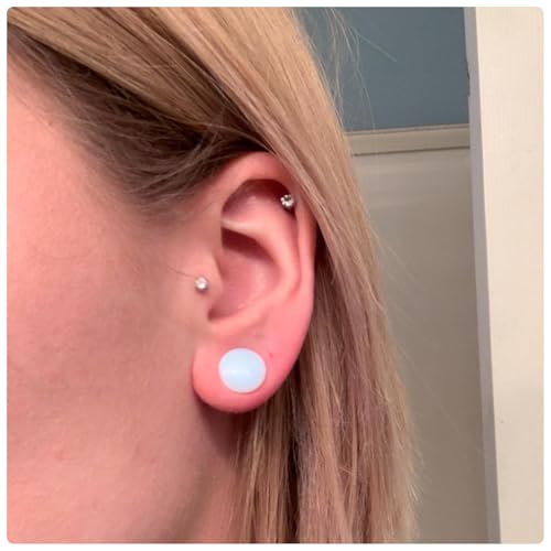 14G-12mm Solid Acrylic Clear Opalite Black Gauges for Ears Plugs with O-Rings Single Flare Gauges Stretching Kit Ear Expander Piercing Jewelry for Women Men - color: 00G=10mm(3/8 inch)