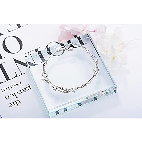 925 Sterling Silver Plated Bracelets for Women Love Heart Charm Chain Bracelet Bangle Fashion Jewelry Gifts - style: heart chain-white