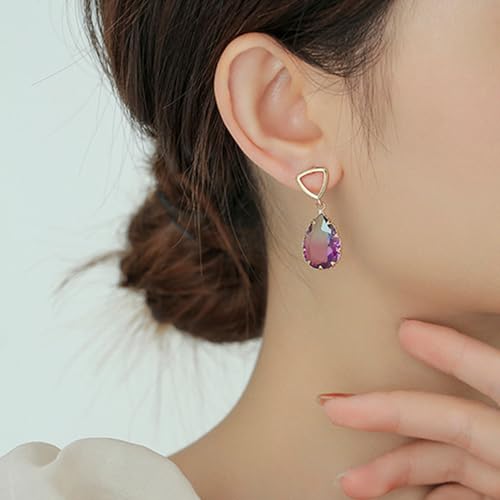 Crystal Earrings CXUEMH Teardrop Earrings for Women Blue and Green Dangle Earrings Elegant Earrings for Prom Emerald Green Earrings Formal Jewelry Crystal Drop Earrings - color: Style A