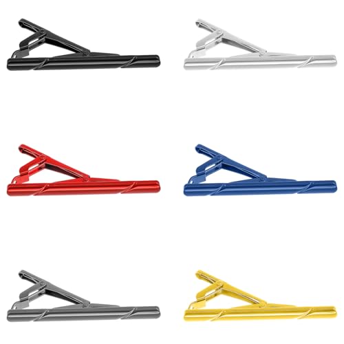 12 Pcs Tie Clips for Men, Tie Clip Set with Elegant Gift Box Stainless Steel Mirror Polished Ties Bar Clip Set, Nice Gift for Business, Father, Husband, Boyfriend, Wedding (6 color)