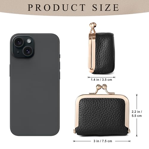 Zivyes Mini Jewelry Box Travel Small Coin Purse Organizer Case Genuine Leather Tiny Size (black 2.9 inches long) - color: Black-Standard