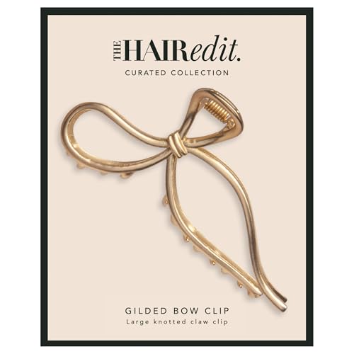 The Hair Edit Gilded Bow Claw Clip Hair Accessories For Women Trendy Gold Hair Clip Stylish Bow Hair Accessory Elegant Gold Metal Hair Clip Ideal Gift For Women Chic Up Dos and Half Up Styles