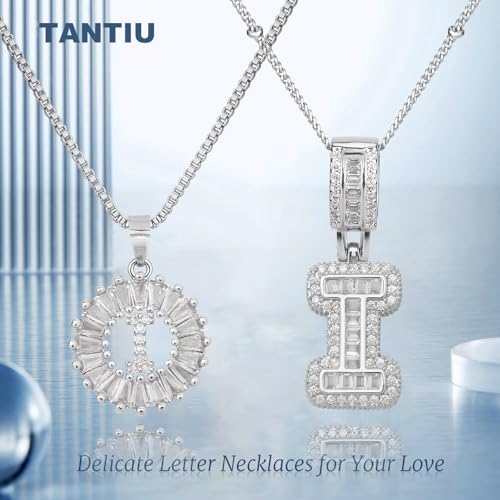 14K Gold Plated Alphabet Necklace Cubic Zirconia Letter Pendant, Personalized Name Jewelry Gift for Women, Customizable A-Z, Birthday/Mothers Day Gifts for Womens - color: White Gold, style: Style-I