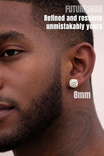 Magnetic Earrings for Men 5A Cubic Zirconia Stainless Steel Clip On Earring | 2 Pairs Fake Earrings Non Pierced Magnet Nose Stud Piercings for Women, 5/6/7/8MM Simulated Diamond, Gold/Silver/Black Color - color: Gold-Style One-8mm