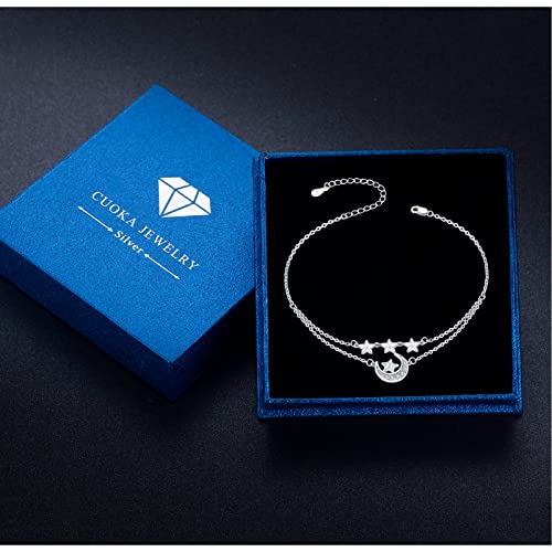 925 Sterling Silver Bohemia Hawaiian Beach Mermaid Floral Bracelet Birthday Graduation Gifts for Women with Gifts Box - style: 25-Star Moon