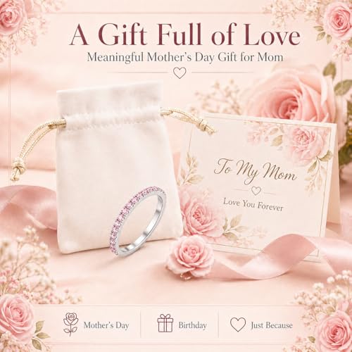 Birthstone Rings For Women, Silver Stackable Cubic Zirconia Stainless Steel Birth Stone Ring To My Daughter/Mom Birthday Unique Gifts Jewelry - color: 03-Silver-March