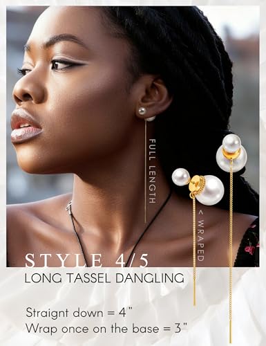 Big Pearl Drop Earrings for Women - 14K Real Gold Plated Quality Dangles for Elevated Casual or Elegant Gift - color: Rapunzel
