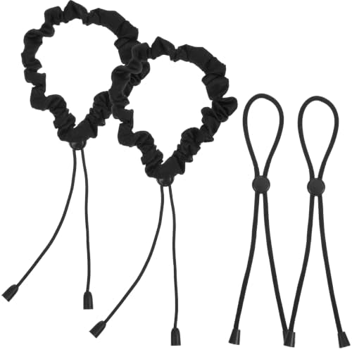 8 Pcs Adjustable Elastic Satin Hair Scrunchies Adjust Black Ties Accessories Non-Slip Polyester Bands Hair Holder Pack for Women Girls Afro Puff Thick Dreadlock Locs Updos Ponytail