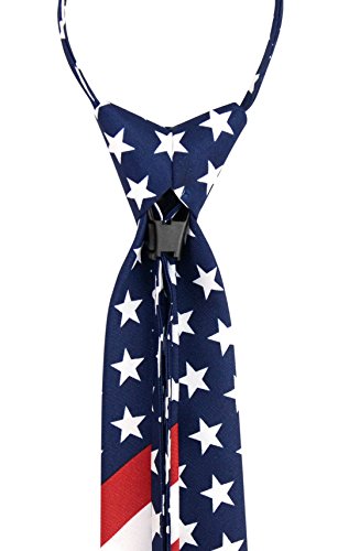 Vesuvio Napoli PreTied Men's Necktie Solid Color Mens Adjustable Zipper Neck Tie - color: American Flag
