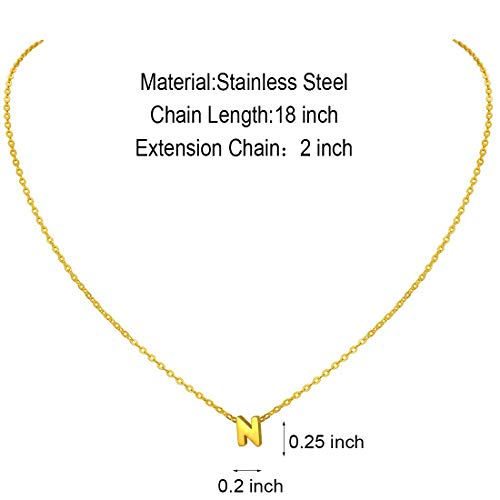 MOMOL Tiny Initial Necklace 18K Gold Plated Small Letter Necklace Personalized Name Necklace for Women - color: Gold N