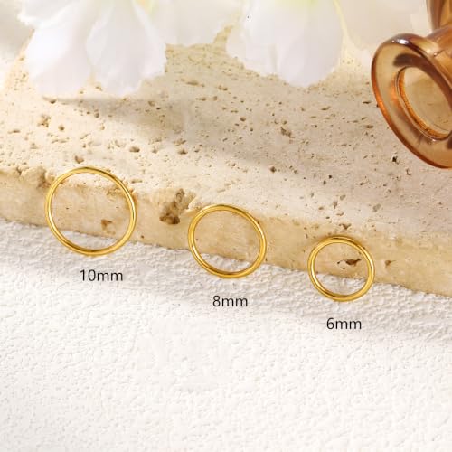 3Pcs Nose Rings Hoops for Women Men, 18G Nose Hoops Gold/Silver | Hinged Clicker Septum Rings Tragus Conch Helix Daith Lip Body Piercing Jewelry 6/8/10mm - color: 3pcs/gold/18g