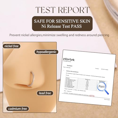 GAGABODY Septum Clicker Conch Piercing Jewelry 16 Gauge Earrings Hoop 20g Ring Nose Hoops Surgical Steel Lip Rings with 3 Sides CZ Helix Rook Cartilage Earrings - color: Style11:Gold+3 Sides CZ