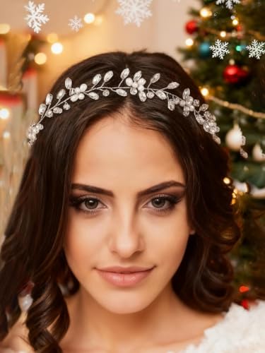 Asooll Bridal Hair Vine Silver Wedding Hair Accessories Rhinestone Headpiece for Women