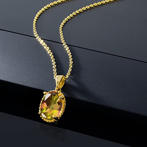 Gem Stone King 11X9MM Oval Gemstone Birthstone Pendant Necklace | 925 Sterling Silver | Solitaire Necklace For Women | With 18 Inch Chain | Fine Jewelry Gifts for Mom Women Wife Her - color: Mango Mystic Topaz
