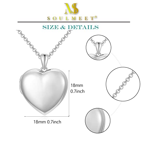 SOULMEET 10K 14K 18K Solid White Gold/Silver Minimalist Style/Infinity Sunflower Heart/Oval Locket Necklace That Holds 1 or 2 Pictures Personalized Photo Locket Necklace Letters Engraving - style: B3-white locket+photo+text
