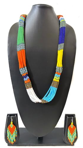 Layered – Boho Native American Style Layered Beaded Necklace– Ukrainian beaded Necklace Native Handmade Seed Bead Necklace Tribal ethnic beaded Necklace for Women (Tuquoise) - color: Mulit