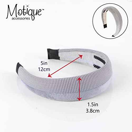 2 Tone Velvet and Houndstooth 2 inch Padded Headband - Gray - color: Gray Houndstooth