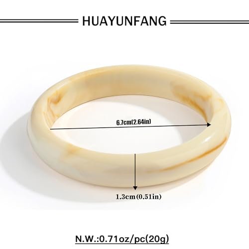 Chunky Acrylic Bangles Bracelets For Women Geometric Acrylic Resin Acetate Mottled Wide Bangle Bracelet Statement Colorful Bangles for Party - color: 01-beige bangle