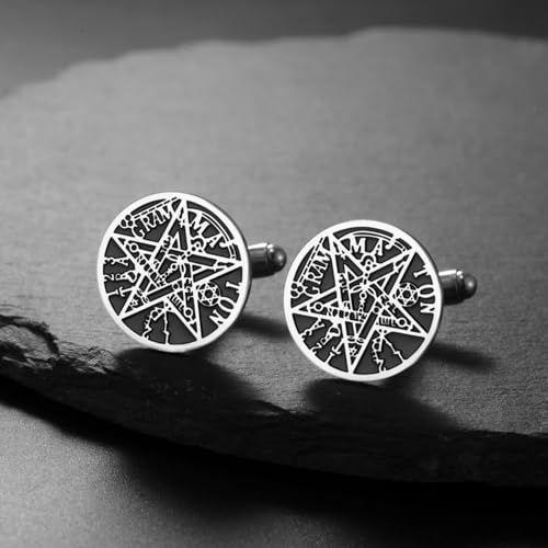 Cufflinks for Men Delicate Stainless Steel Wedding Business Cufflinks Gifts for Groom Husband French Shirt Accessories - style: Solomon's Star-Silver