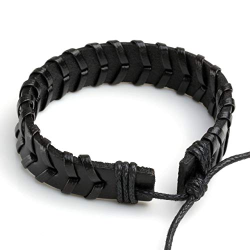6-12PCS Braided Faux Leather Bracelet Punk Cuff Wrap Bracelets for Men Women Adjustable - color: D:6pcs