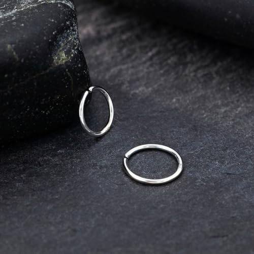 14K Gold Nose Ring Hoop for Women and Men, 6mm/7mm/8mm Tiny Gold Nose Ring Stud Piercing Jewelry, 20G 22G - color: 14k White Gold, size: 20 gauge(0.8mm)-6mm