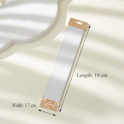 Rantanto Leather Wrap Bracelets For Women Gold Twist Lock Buckle Wrist Cuff | PU leather,Skin-friendly,Boho Stackable Wristband,Fashion Daily Jewelry,Trend Casual Party Bangle,Fit For Birthday, Holiday - color: Wide White