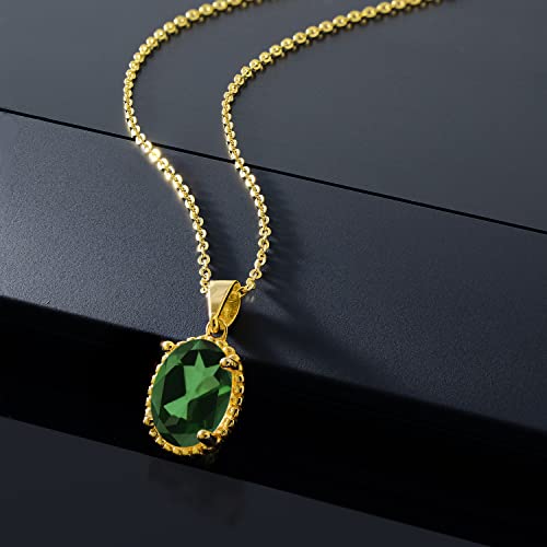 Gem Stone King 11X9MM Oval Gemstone Birthstone Pendant Necklace | 925 Sterling Silver | Solitaire Necklace For Women | With 18 Inch Chain | Fine Jewelry Gifts for Mom Women Wife Her - color: Green Mystic Quartz