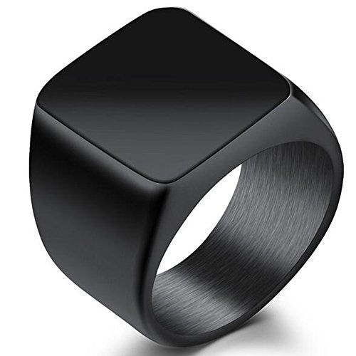 Jude Jewelers Stainless Steel Signet Ring Black Silver Gold Classical Cocktail Husband Father Valentine - color: Black